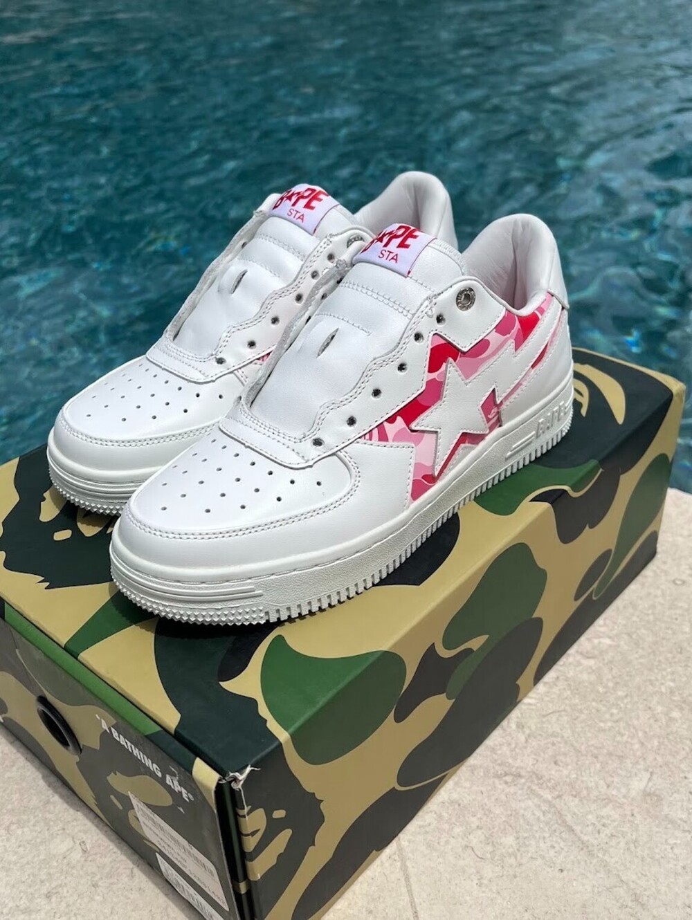 A BATHING APE Bape Sta Icon ABC Camo Shoes Men's Size 6 Pink New Box NO LACES
